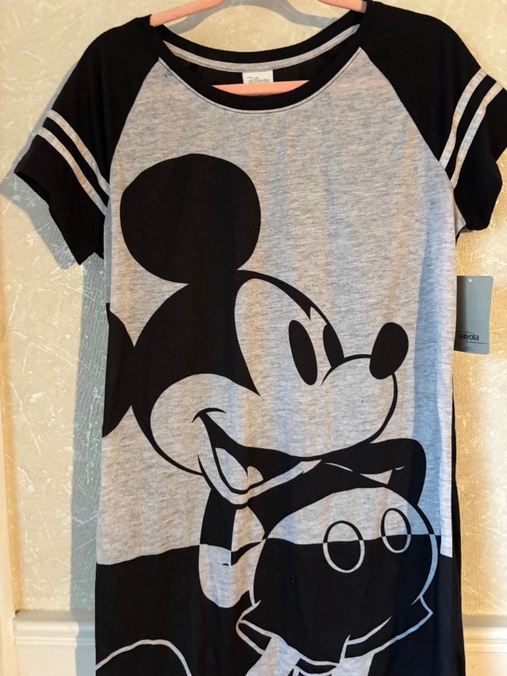 Disney Mickey Mouse Varsity Sleep Shirt Dress – Gray & Black – Size Large – NWT